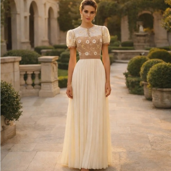 Self-Portrait Dresses & Skirts - SELF-PORTRAIT NWT Flower Sequin Pleated Maxi Dress